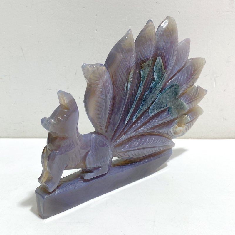 2 Pieces Geode Agate Druzy Nine-tailed Fox Carving 19 -Wholesale Crystals