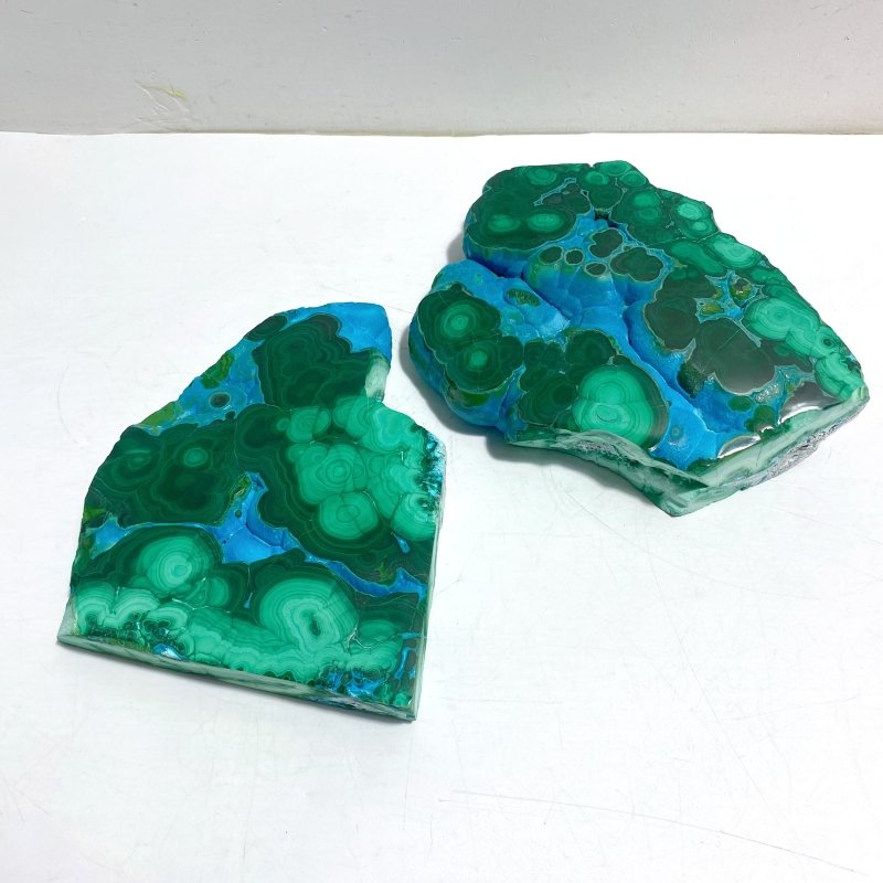 2 Pieces High Quality Beautiful Chrysocolla Mixed Malachite Slab Specimen 10 - Wholesale Crystals