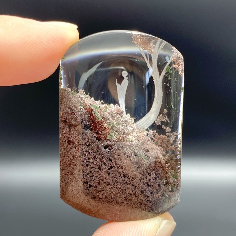 2 Pieces High Quality Buddhist Monk Bodhi Kensho Garden Quartz Inner Scene Carving - Wholesale Crystals