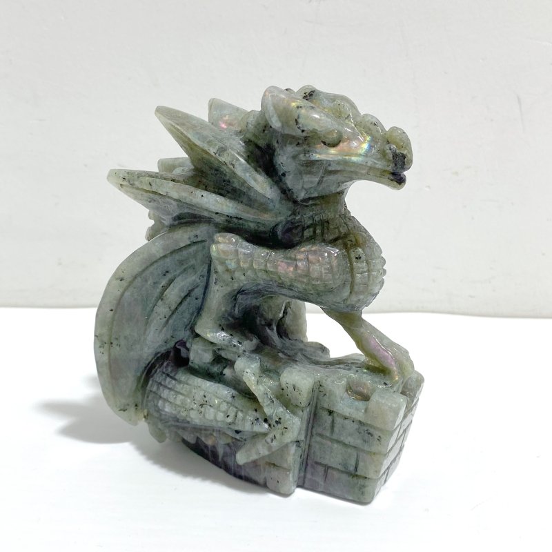 2 Pieces Labradorite Flying Dragon Castle Carving - Wholesale Crystals
