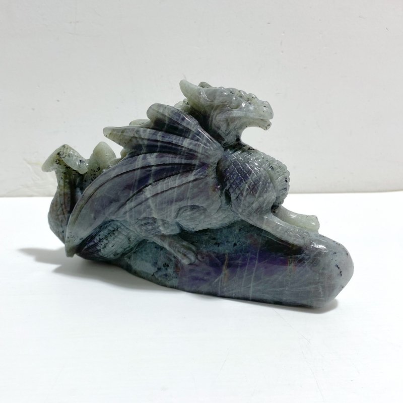 2 Pieces Labradorite Flying Dragon Castle Carving - Wholesale Crystals