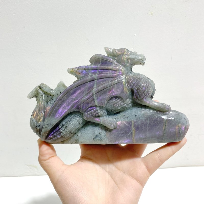 2 Pieces Labradorite Flying Dragon Castle Carving - Wholesale Crystals