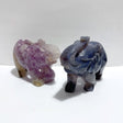 2 Pieces Large Geode Druzy Amethyst Mixed Agate Elephant Carving - Wholesale Crystals