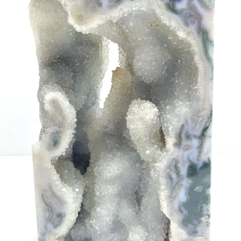 2 Pieces Large Geode Druzy Moss Agate Tower Point - Wholesale Crystals