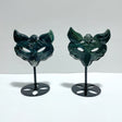 2 Pieces Moss Agate Fox Mask Carving With Stand - Wholesale Crystals