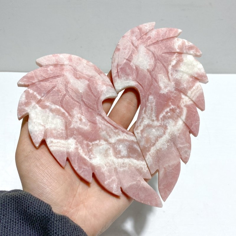 2 Pieces Pink Opal Heart Carving With Stand - Wholesale Crystals