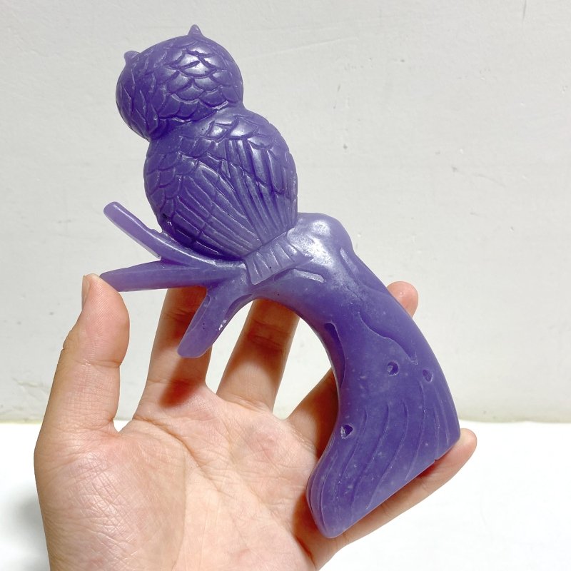 2 Pieces Purple Jade Owl Carving -Wholesale Crystals