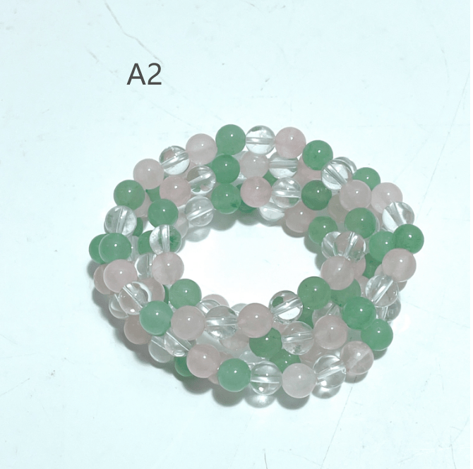 2 Types Clear Quartz Rose Quartz Mixed Angelite Green Aventurine Bracelet Wholesale - Wholesale Crystals