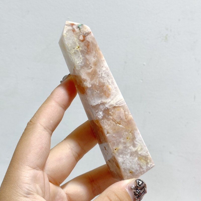 20 Pieces Geode Sakura Flower Agate Four-sided Tower Points -Wholesale Crystals