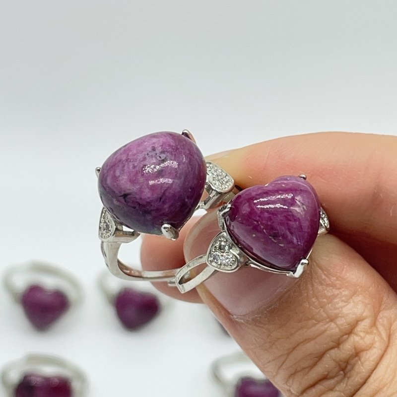 20 Pieces High Quality Ruby Zoisite Heart Shape Ring -Wholesale Crystals