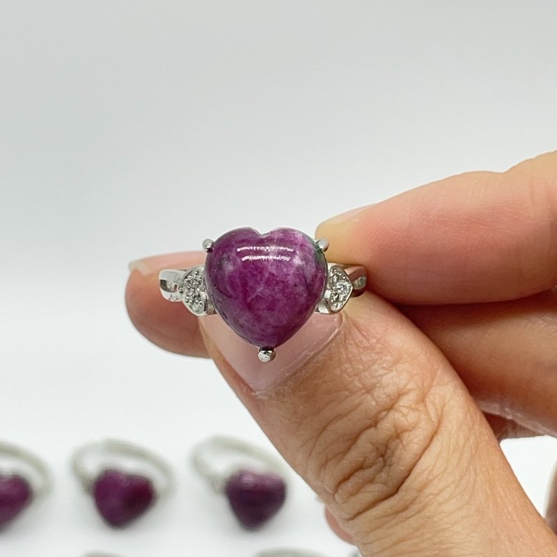 20 Pieces High Quality Ruby Zoisite Heart Shape Ring -Wholesale Crystals