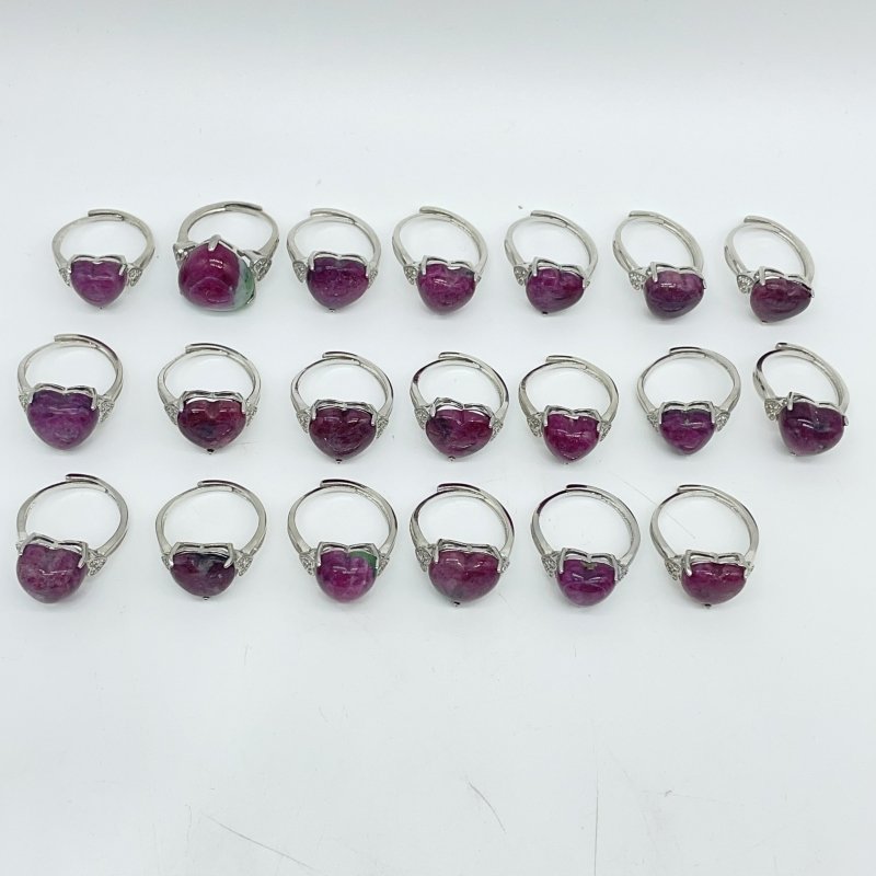 20 Pieces High Quality Ruby Zoisite Heart Shape Ring -Wholesale Crystals