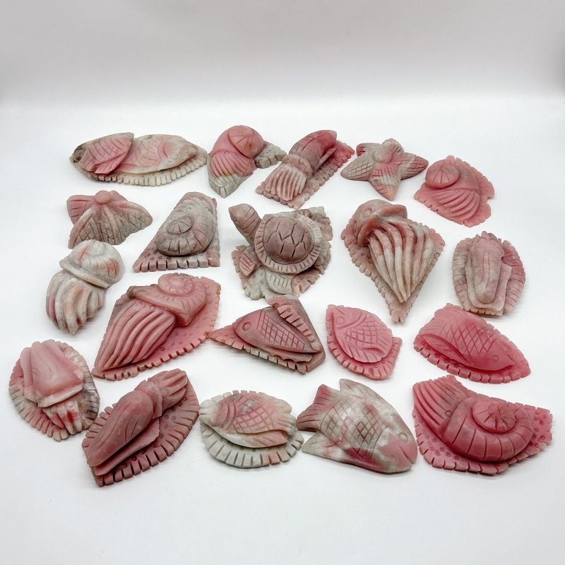 20 Pieces Pink Opal Sea Animals Carving Wholesale - Wholesale Crystals