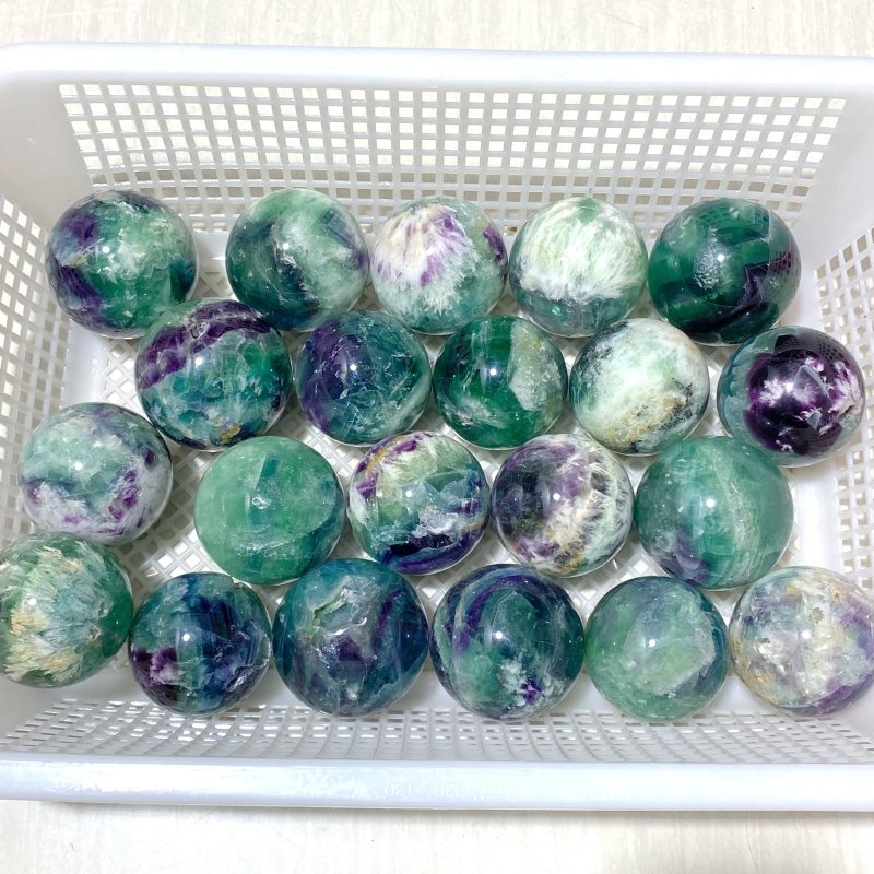 21 Pieces Beautiful Feather Fluorite Sphere - Wholesale Crystals