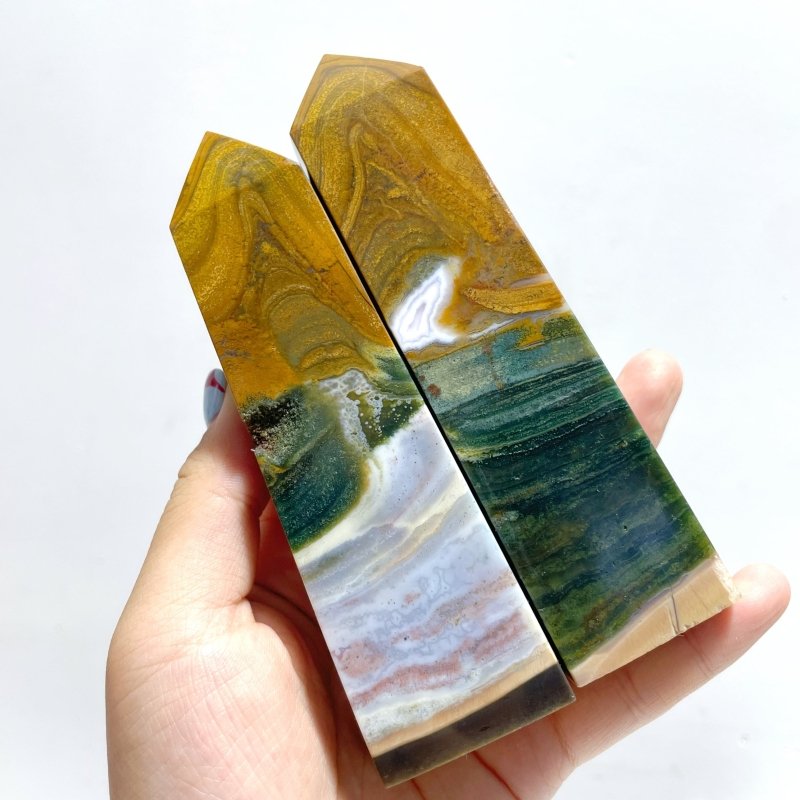 21 Pieces Ocean Jasper Four - sided Point 2 - Wholesale Crystals