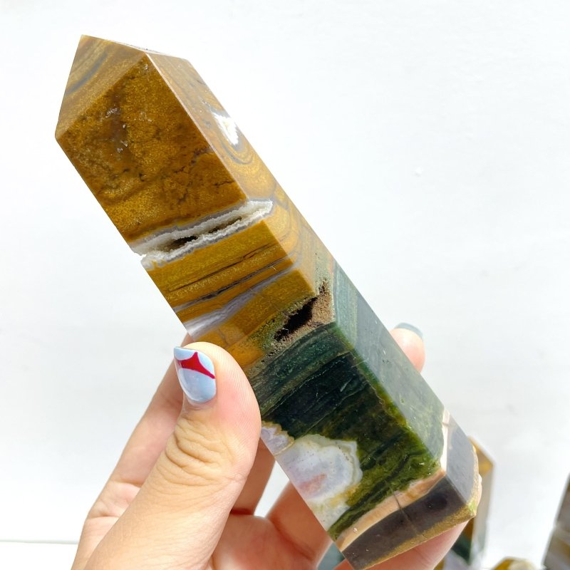 21 Pieces Ocean Jasper Four - sided Point 2 - Wholesale Crystals