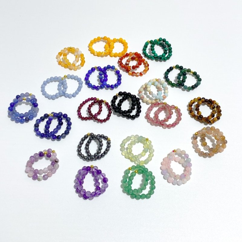 21 Types Crystal Beaded Rings Wholesale Tiger Eye Blue Aventurine -Wholesale Crystals