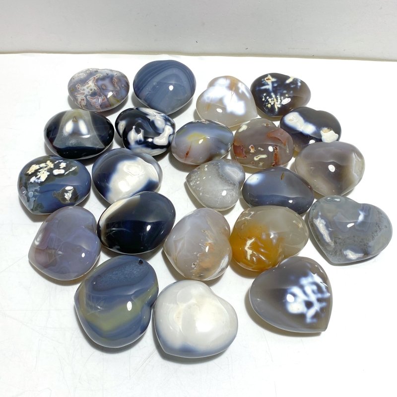 22 Pieces Black Orca Agate Heart 1 - Wholesale Crystals
