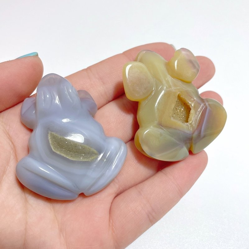 23 Pieces Geode Druzy Agate Frog Carving - Wholesale Crystals
