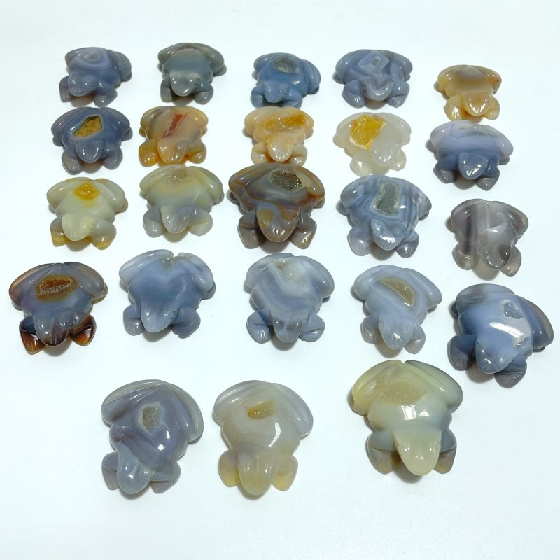 23 Pieces Geode Druzy Agate Frog Carving - Wholesale Crystals
