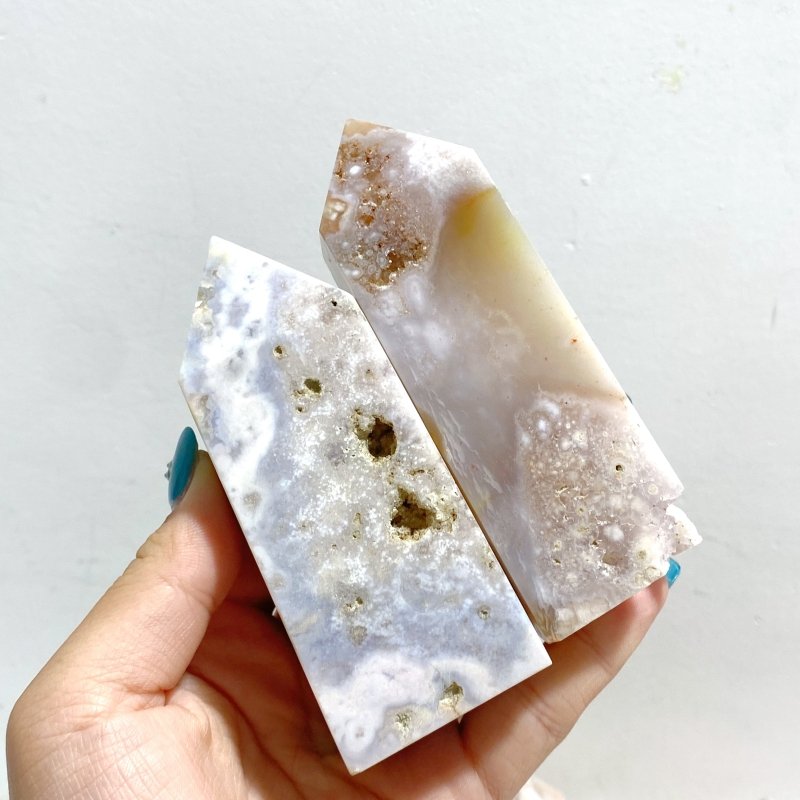 23 Pieces Geode Sakura Flower Agate Tower Points - Wholesale Crystals
