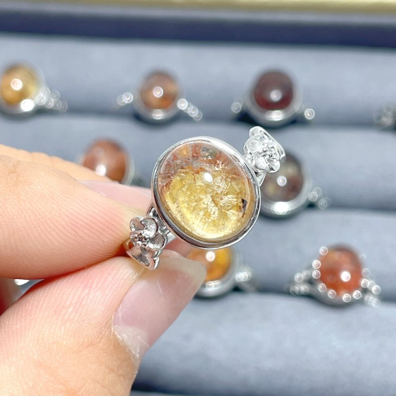 24 Pieces Beautiful S925 Sterling Silver Garden Quartz Different Styles Ring - Wholesale Crystals