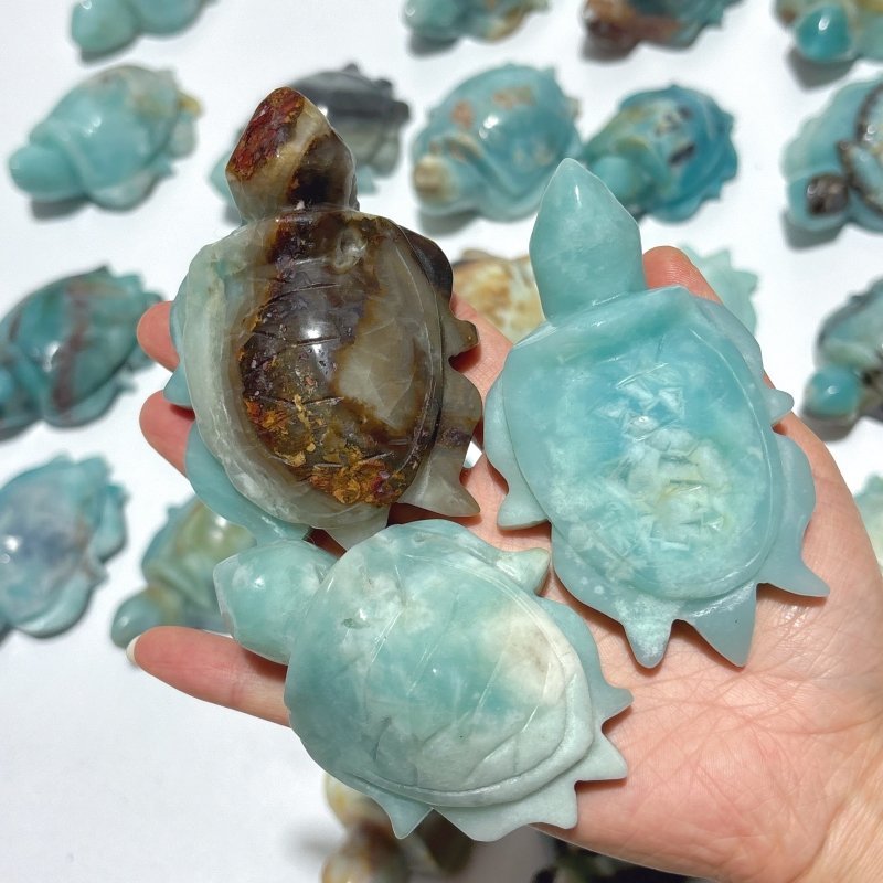 25 Pieces Caribbean Calcite Sea Turtle Carving - Wholesale Crystals