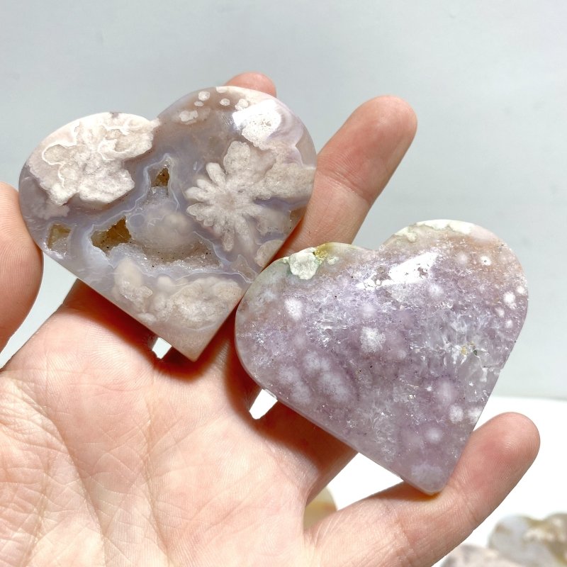 25 Pieces Geode Druzy Sakura Flower Agate Heart - Wholesale Crystals