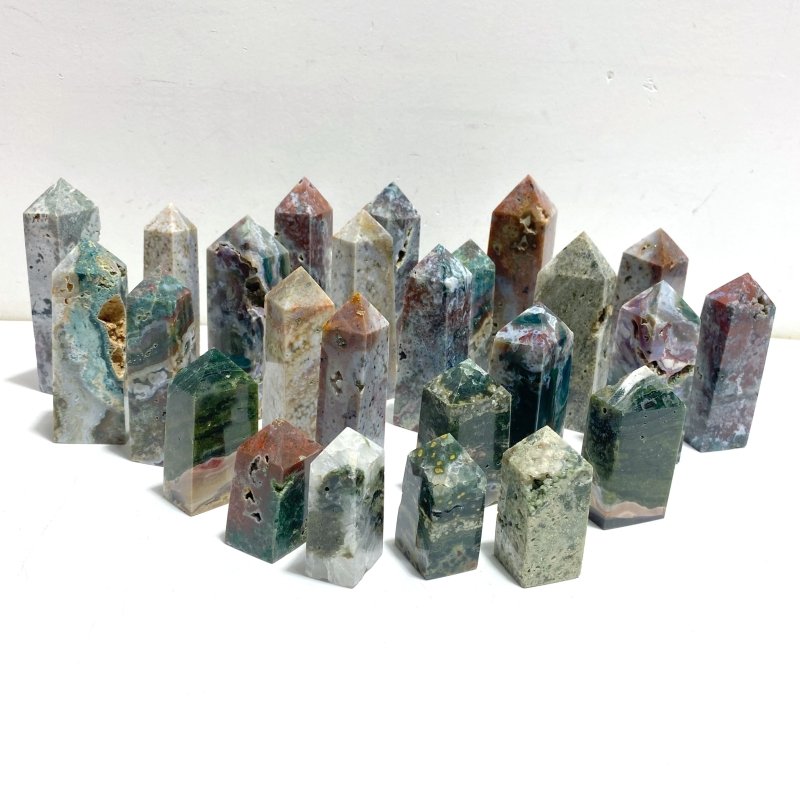 25 Pieces Ocean Jasper Four - Sided Points - Wholesale Crystals