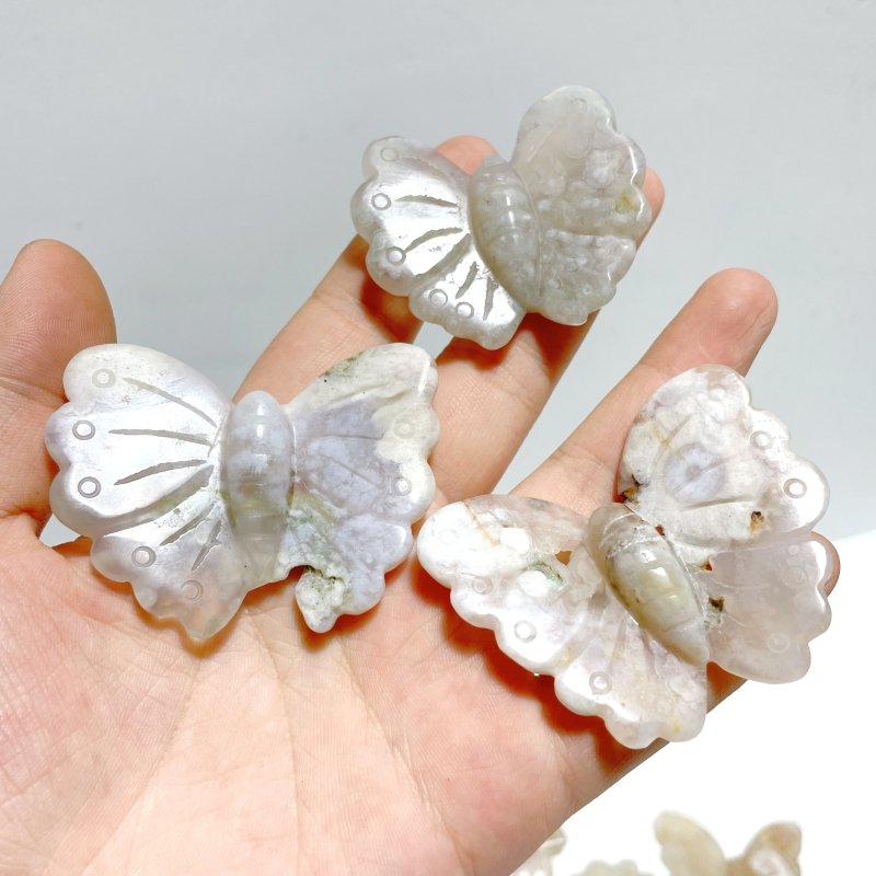 25 Pieces Sakura Flower Agate Butterfly Carving(Clearance) - Wholesale Crystals