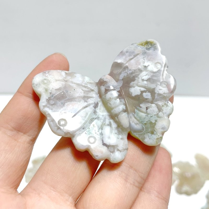 25 Pieces Sakura Flower Agate Butterfly Carving(Clearance) - Wholesale Crystals