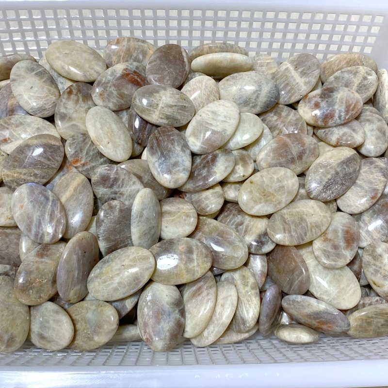 254 Pieces Sunstone Mixed Moonstone Palm Closeout - Wholesale Crystals