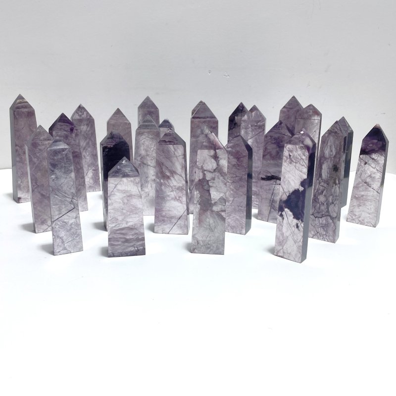 26 Pieces Purple Spark Lepidolite Four - Sided Tower - Wholesale Crystals