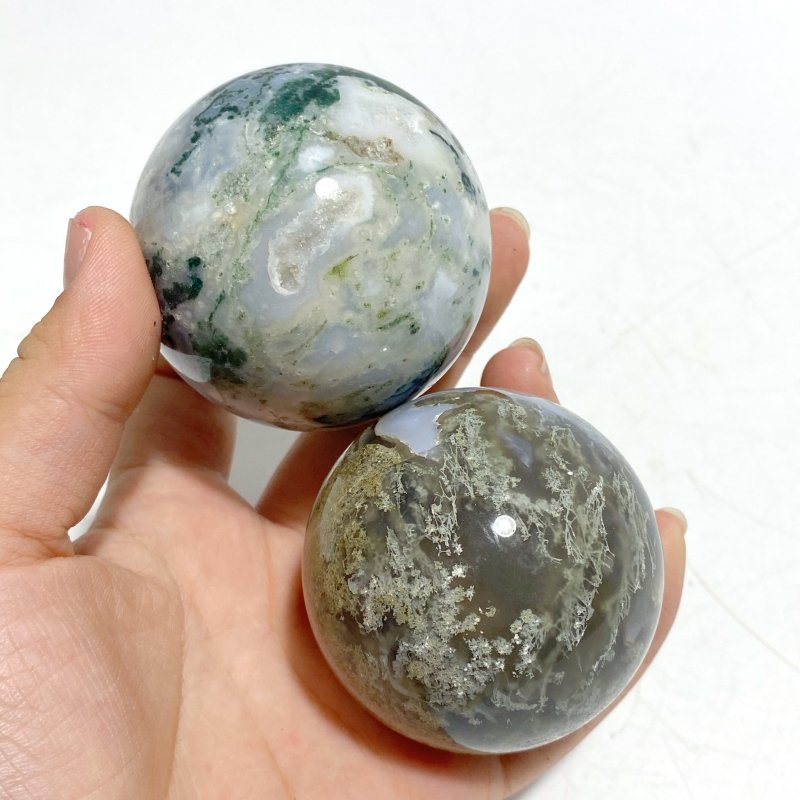 27 Pieces Moss Agate Spheres Ball - Wholesale Crystals