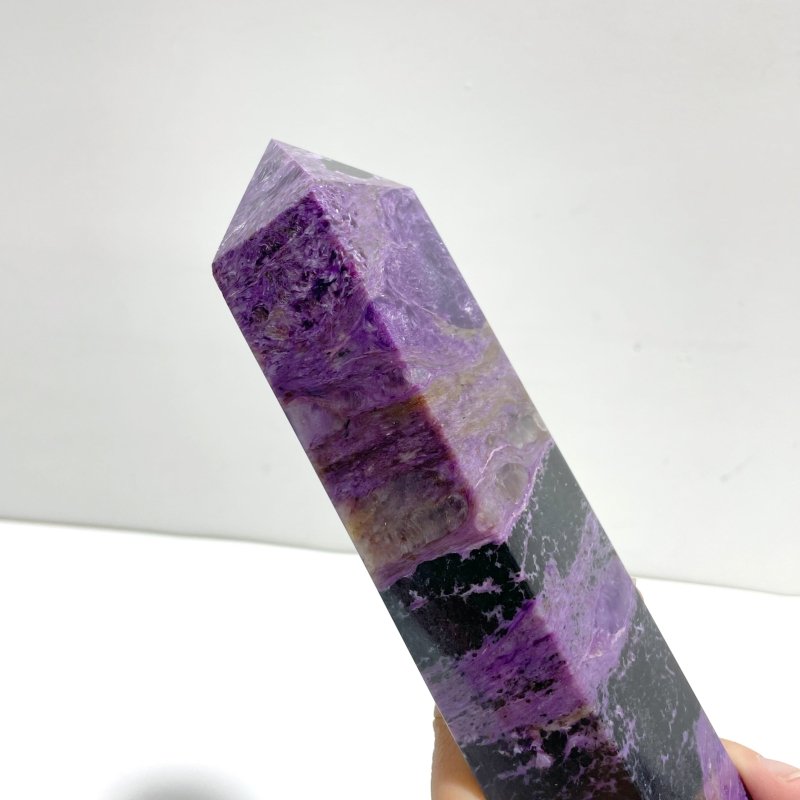 28.5CM Large Charoite Four - sided Tower For Collection A01 - Wholesale Crystals