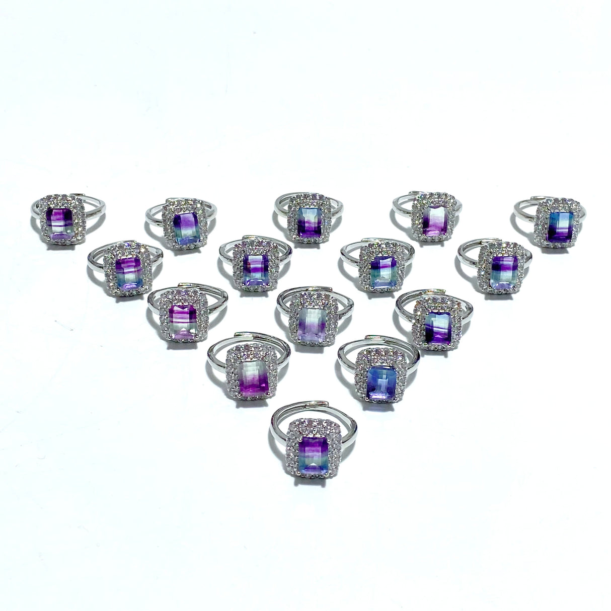 Beautiful Cut Faceted Fluorite Sugar Cube Ring Wholesale