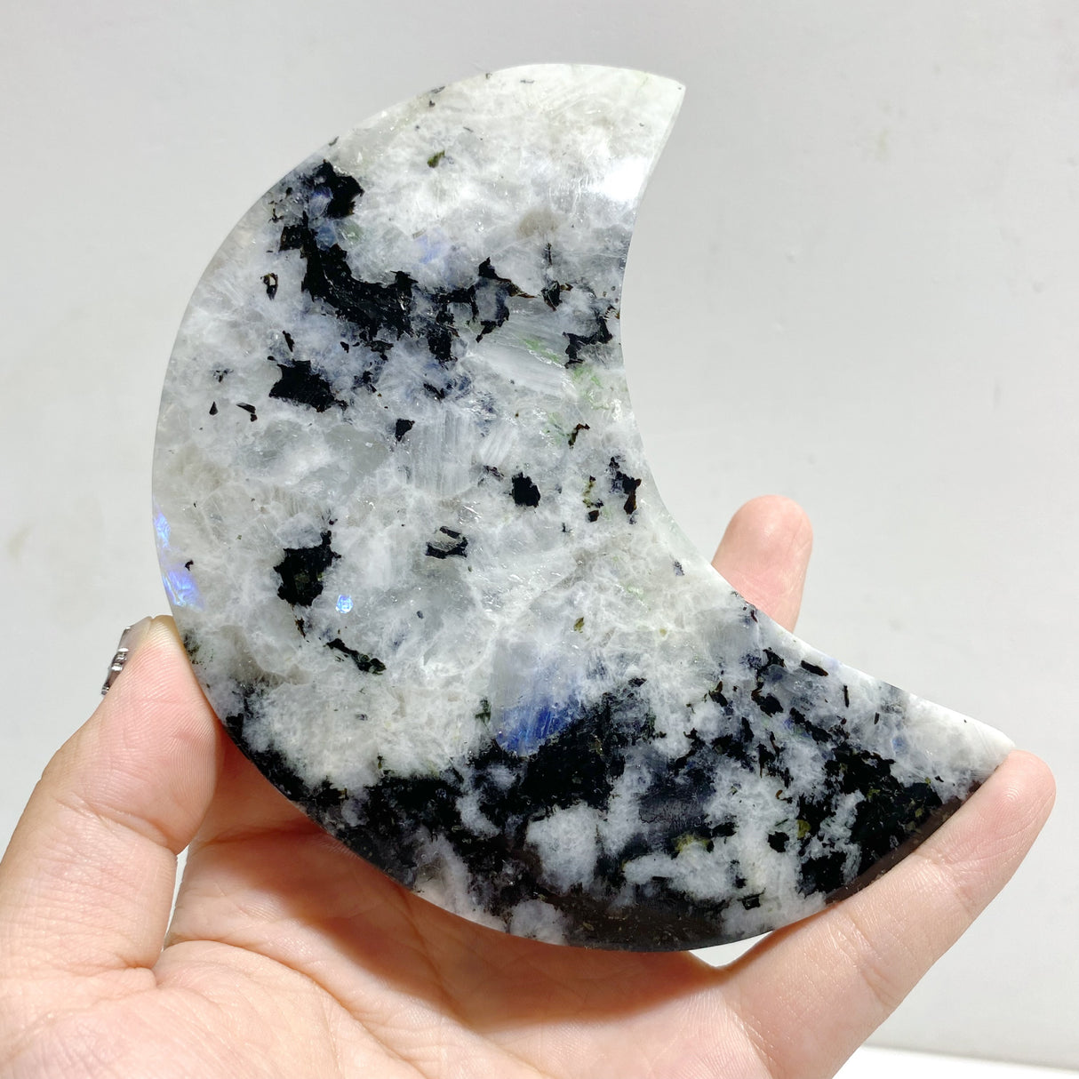 6 Pieces India Moonstone Moon Carving With Stand