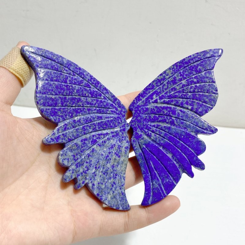 3 Pairs Lapis Lazuli Butterfly Wing Carving With Stand -Wholesale Crystals