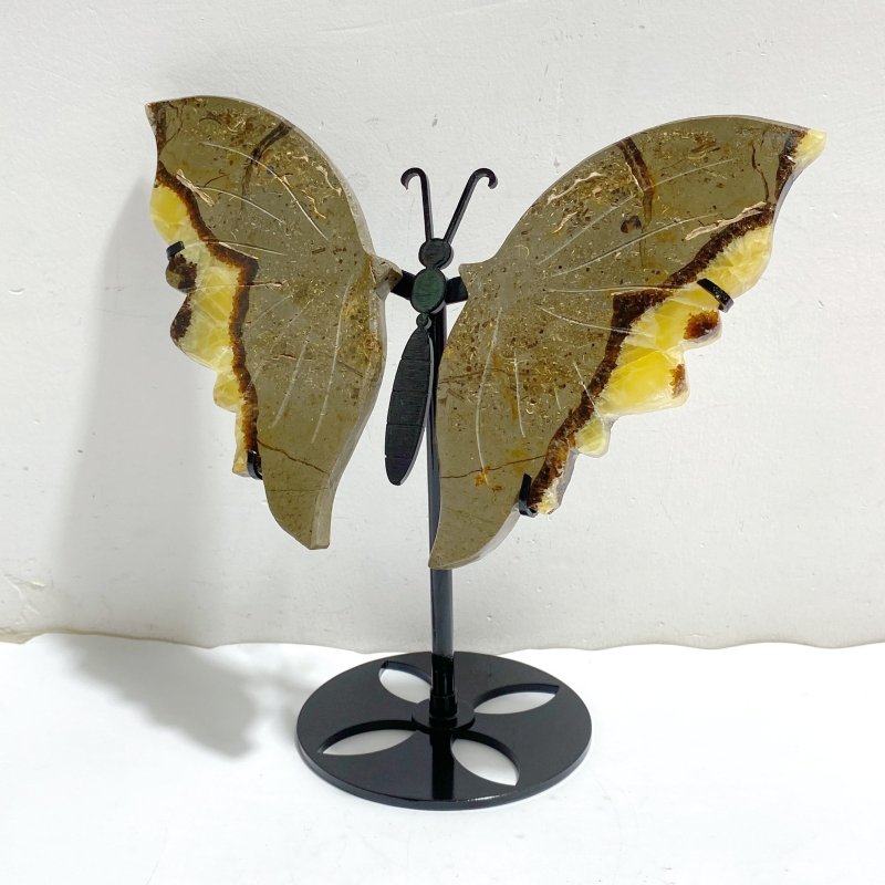 3 Pairs Septarian Butterfly Wing Carving With Stand 4 -Wholesale Crystals