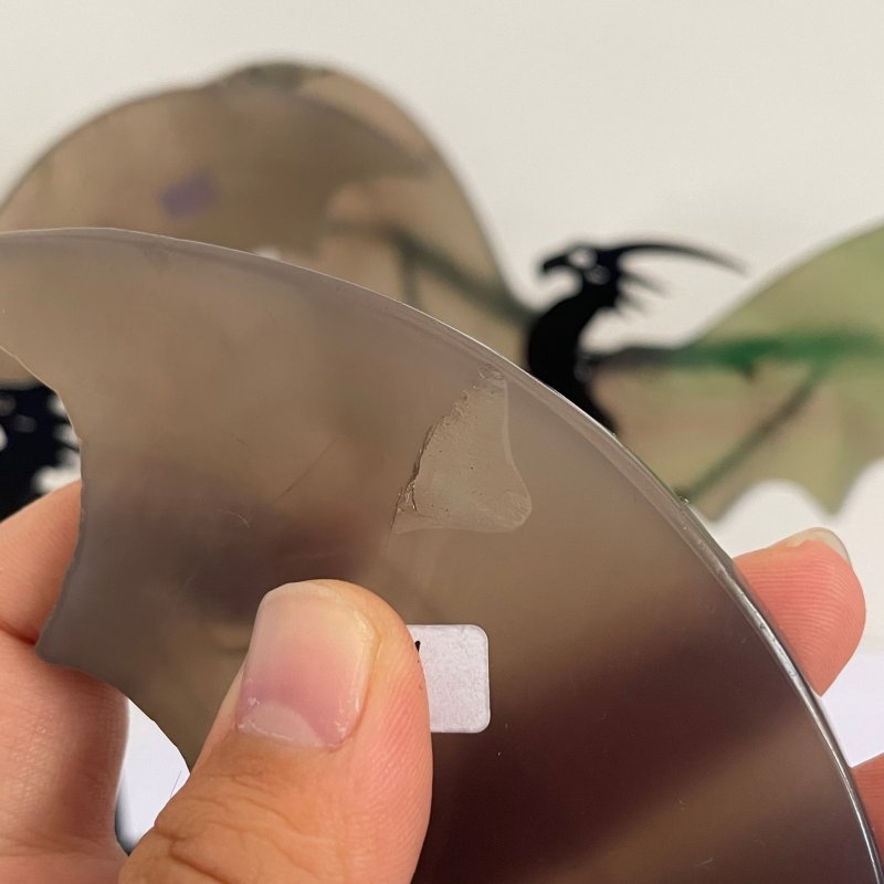 3 Pairs Volcano Agate Flying Dragon Carving With Stand (UV Reactive)2 - Wholesale Crystals