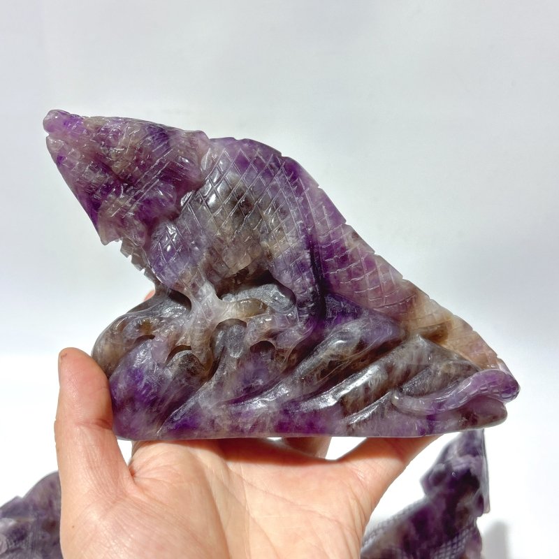 3 Pieces Chevron Amethyst Lizard Carving -Wholesale Crystals