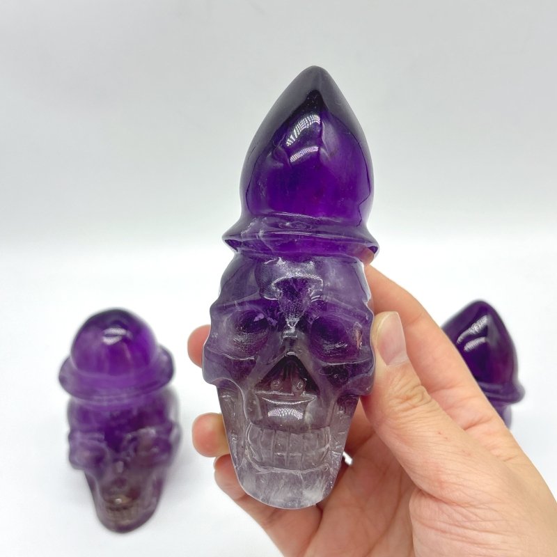 3 Pieces High Quality Amethyst Skull Carving - Wholesale Crystals