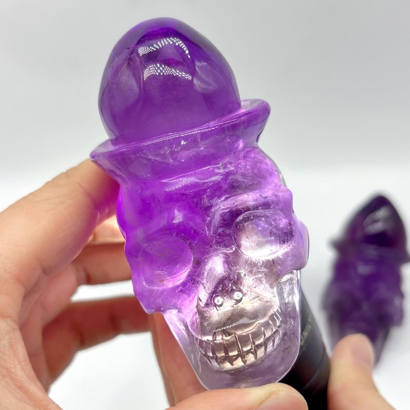3 Pieces High Quality Amethyst Skull Carving - Wholesale Crystals