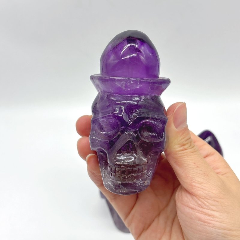 3 Pieces High Quality Amethyst Skull Carving - Wholesale Crystals
