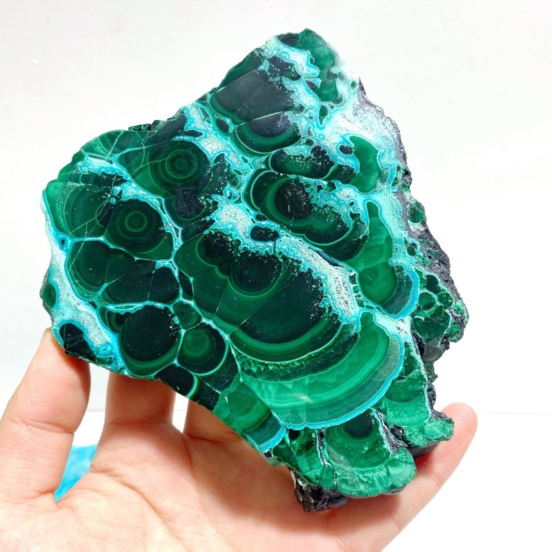 3 Pieces High Quality Beautiful Chrysocolla Mixed Malachite Slab Specimen 2 - Wholesale Crystals