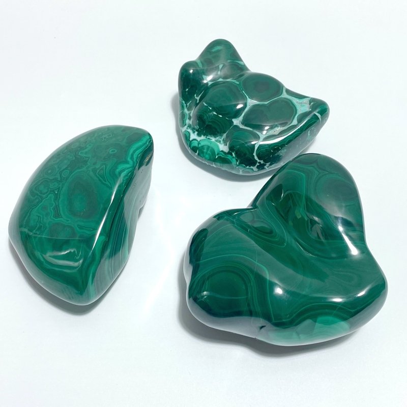 3 Pieces High Quality Polished Malachite Free Form - Wholesale Crystals