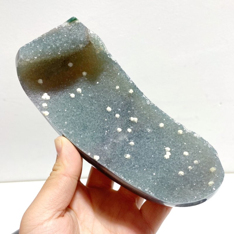 3 Pieces Large Geode Druzy Agate (Light Green Druzy) - Wholesale Crystals