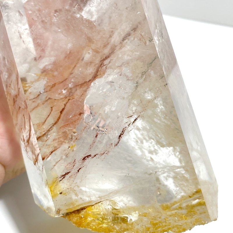 3 Pieces Large Golden Hematoid Quartz Crystal Point Raw Bottom With Rainbow - Wholesale Crystals