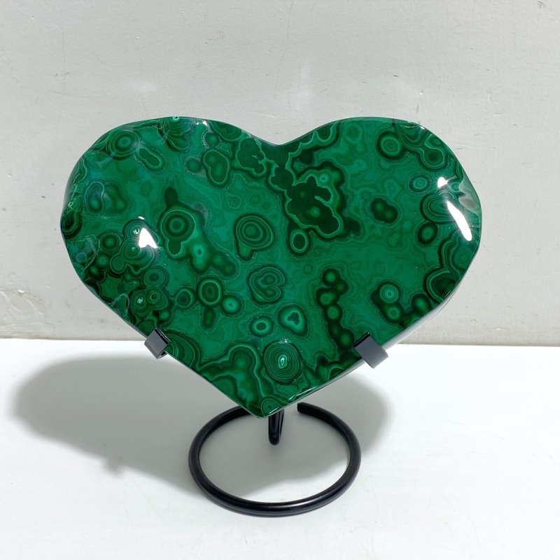 3 Pieces Large Malachite Heart With Stand -Wholesale Crystals