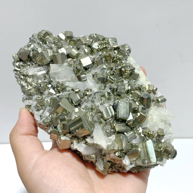 3 Pieces Large Pyrite Mixed Clear Quartz Cluster Specimen For Collection - Wholesale Crystals